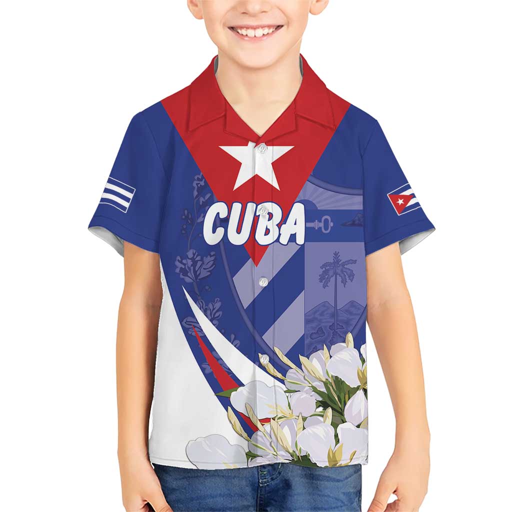 Personalized Cuba Hedychium Coronarium Kid Hawaiian Shirt With Coat Of Arms - Wonder Print Shop