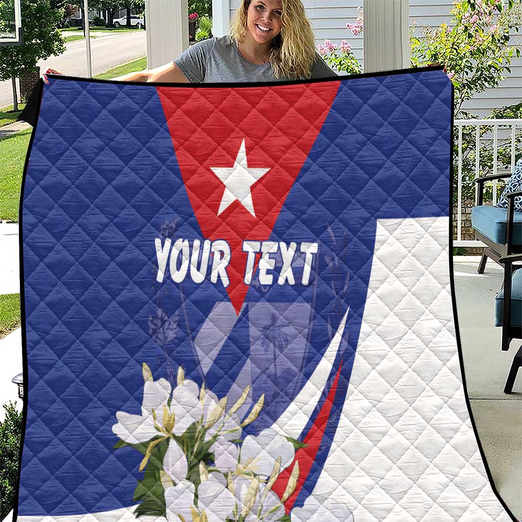 Personalized Cuba Hedychium Coronarium Quilt With Coat Of Arms - Wonder Print Shop