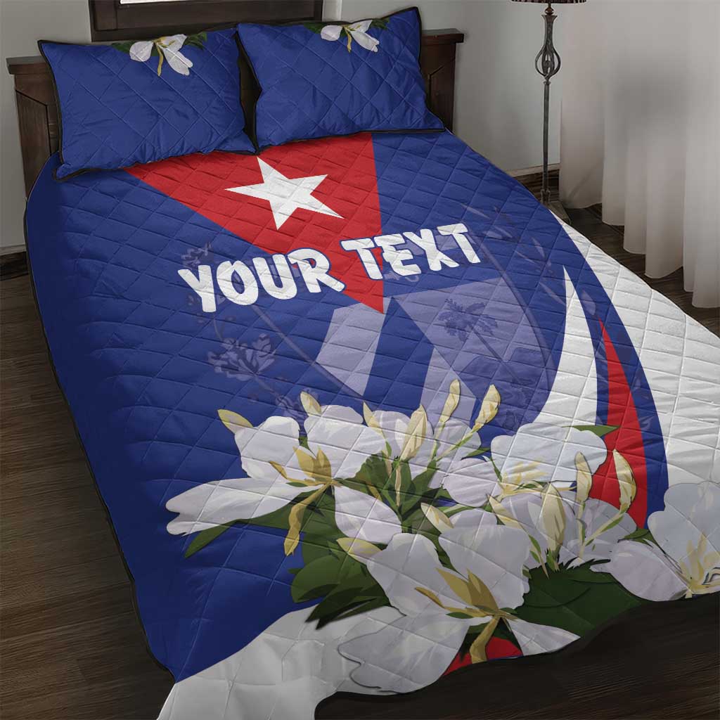 Personalized Cuba Hedychium Coronarium Quilt Bed Set With Coat Of Arms - Wonder Print Shop