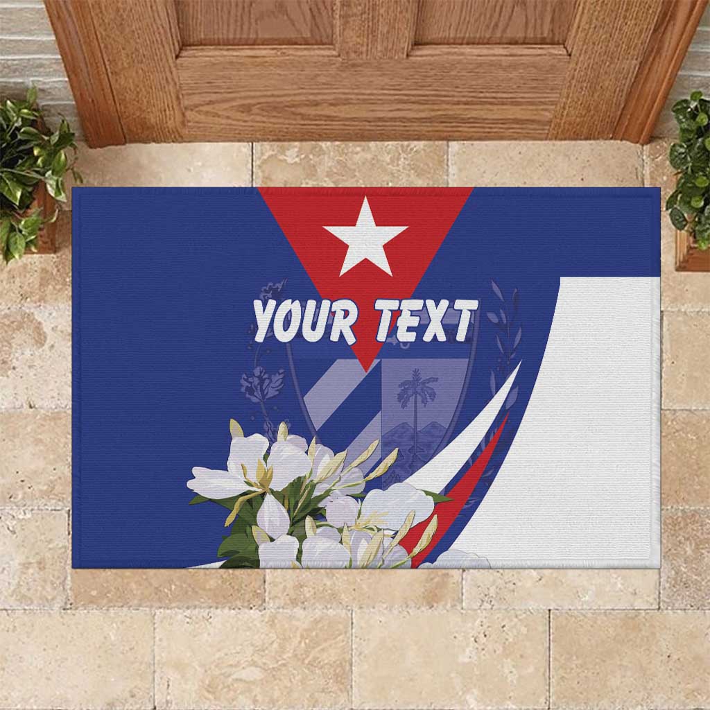 Personalized Cuba Hedychium Coronarium Rubber Doormat With Coat Of Arms - Wonder Print Shop