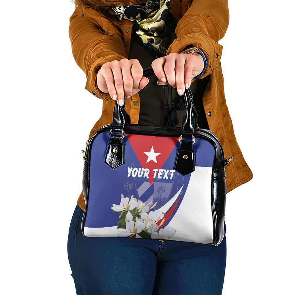 Personalized Cuba Hedychium Coronarium Shoulder Handbag With Coat Of Arms