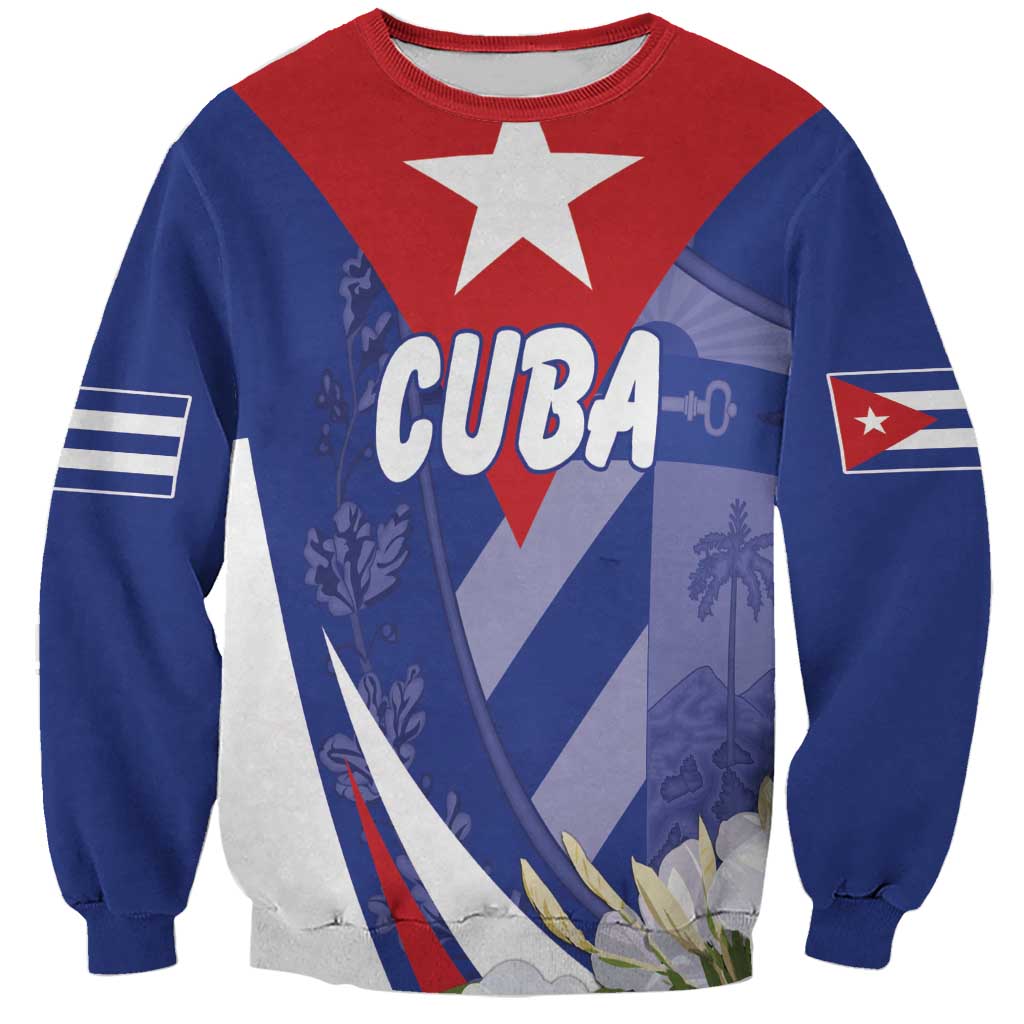 Personalized Cuba Hedychium Coronarium Sweatshirt With Coat Of Arms - Wonder Print Shop