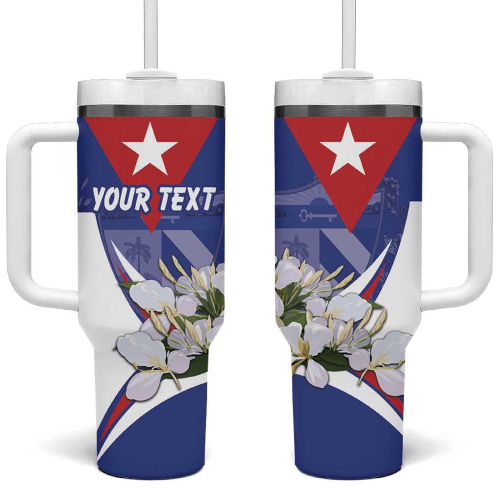 Personalized Cuba Hedychium Coronarium Tumbler With Handle With Coat Of Arms - Wonder Print Shop