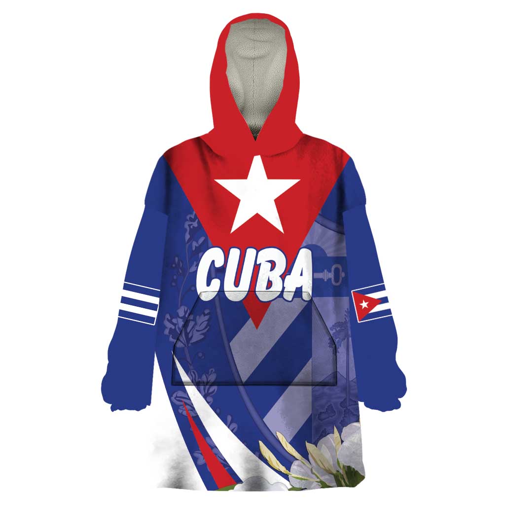 Personalized Cuba Hedychium Coronarium Wearable Blanket Hoodie With Coat Of Arms - Wonder Print Shop