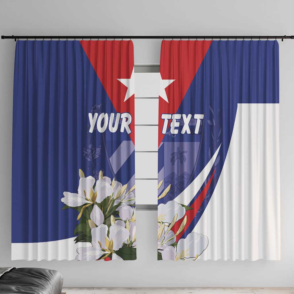 Personalized Cuba Hedychium Coronarium Window Curtain With Coat Of Arms - Wonder Print Shop