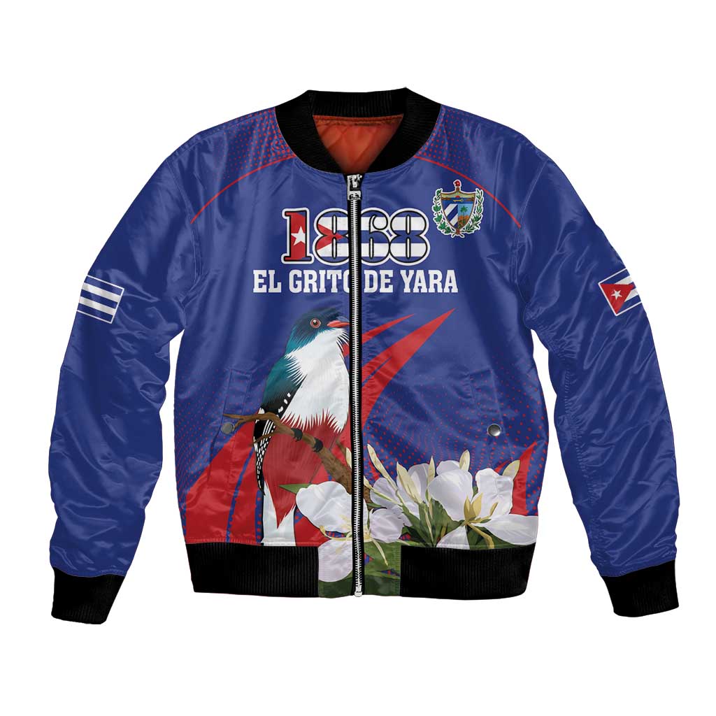 Custom Cuba Independence Day 1868 Bomber Jacket Tocororo With White Mariposa - Wonder Print Shop