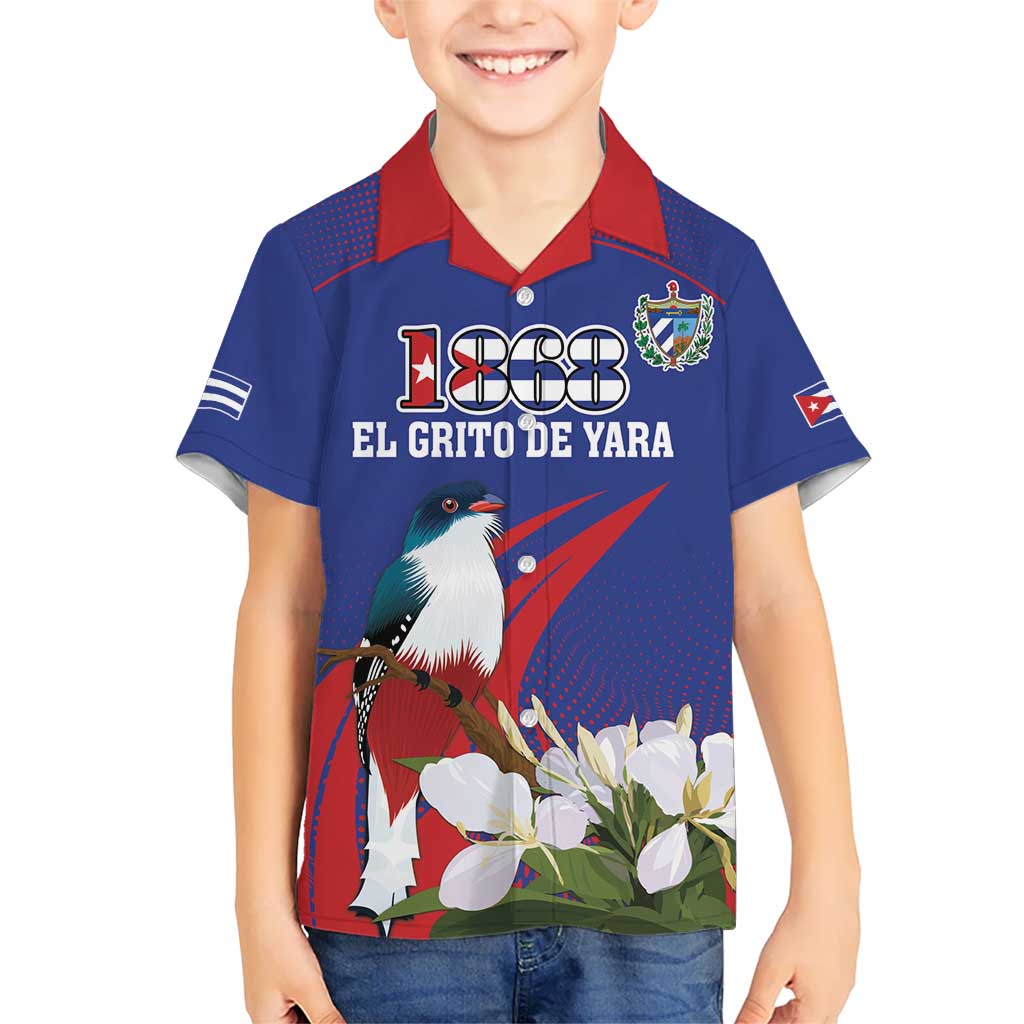 Custom Cuba Independence Day 1868 Kid Hawaiian Shirt Tocororo With White Mariposa - Wonder Print Shop