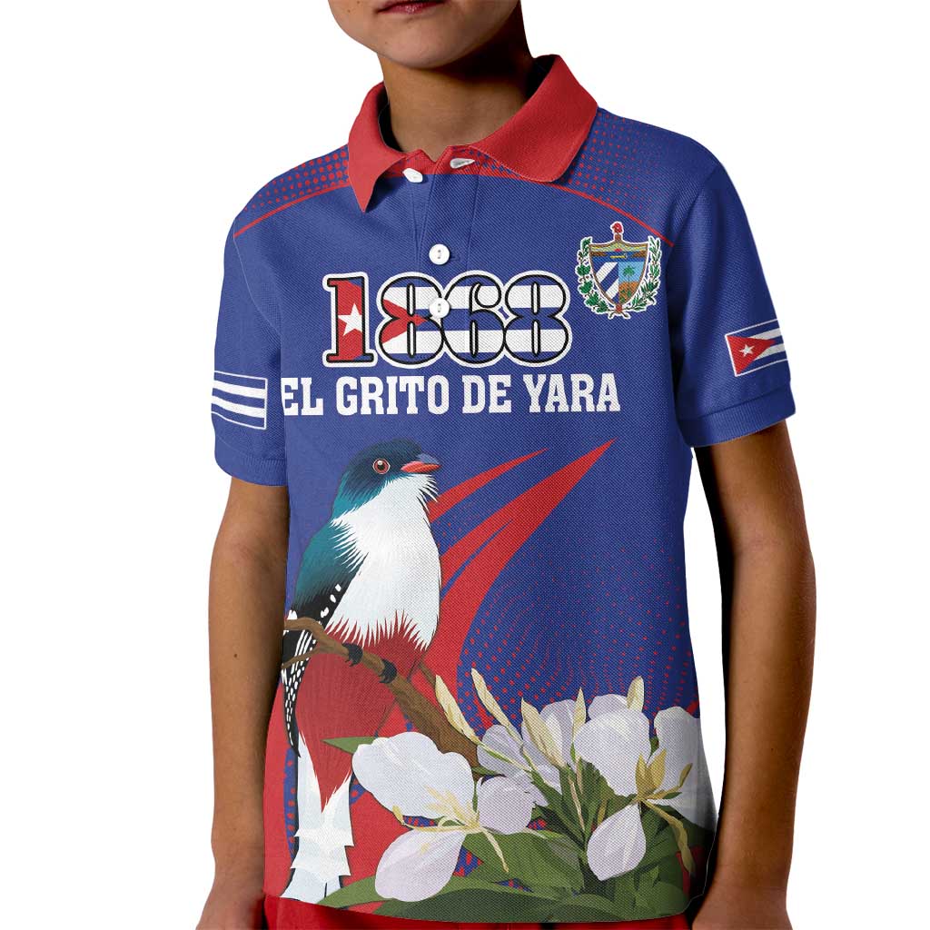 Custom Cuba Independence Day 1868 Kid Polo Shirt Tocororo With White Mariposa - Wonder Print Shop