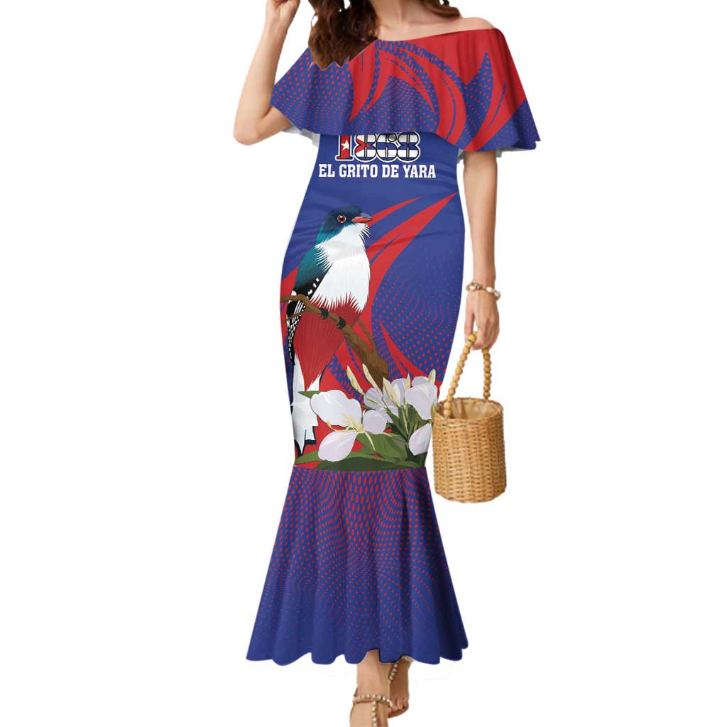 Custom Cuba Independence Day 1868 Mermaid Dress Tocororo With White Mariposa - Wonder Print Shop