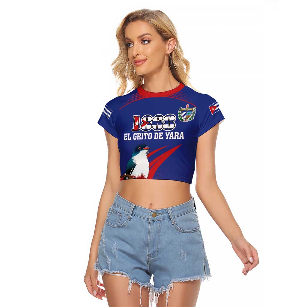 Custom Cuba Independence Day 1868 Raglan Cropped T Shirt Tocororo With White Mariposa - Wonder Print Shop