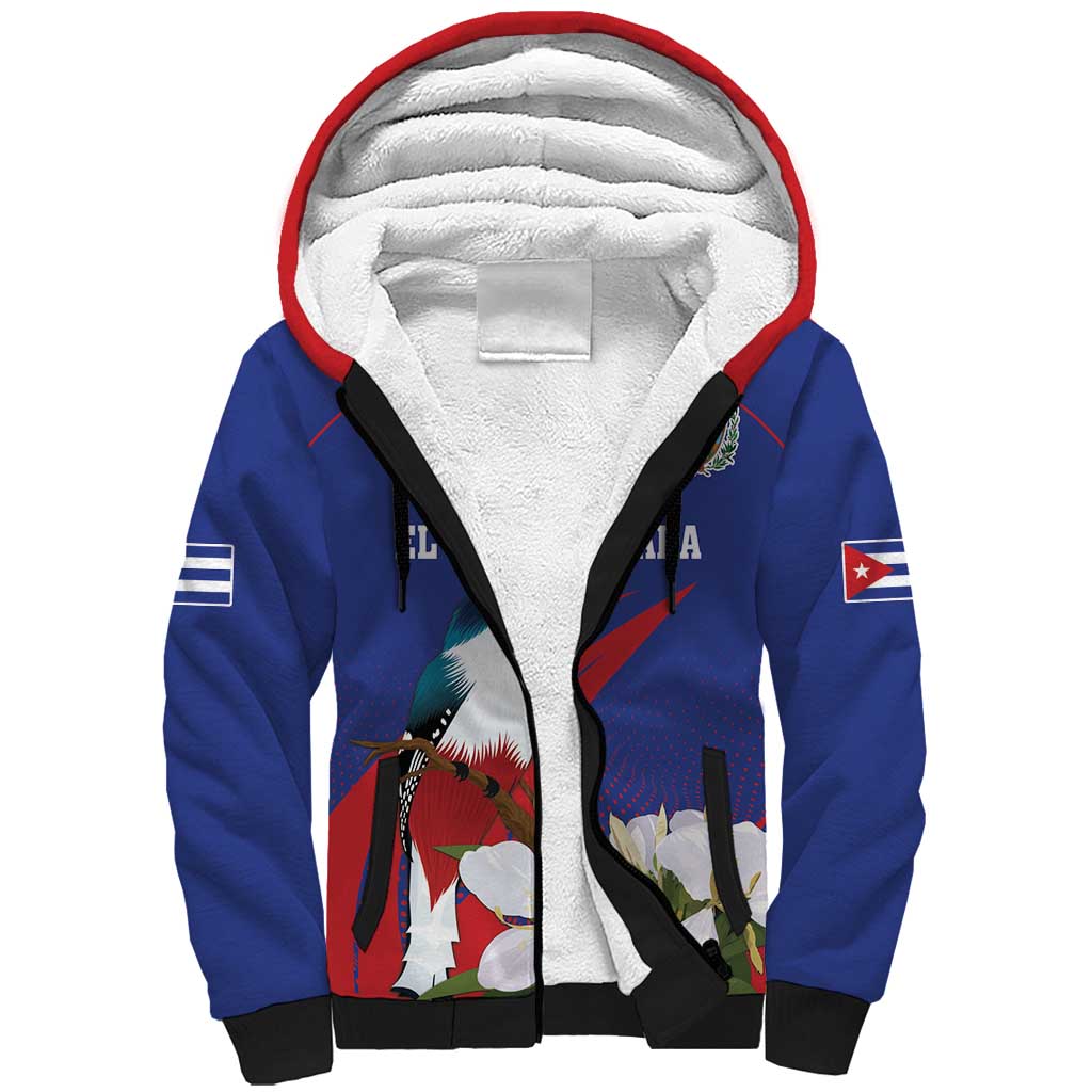 Custom Cuba Independence Day 1868 Sherpa Hoodie Tocororo With White Mariposa - Wonder Print Shop