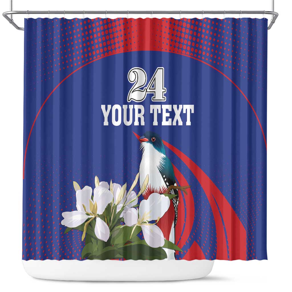 Custom Cuba Independence Day 1868 Shower Curtain Tocororo With White Mariposa