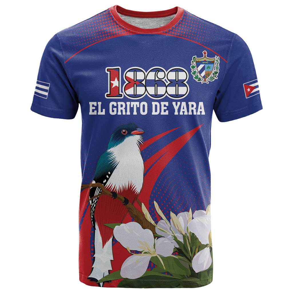 Custom Cuba Independence Day 1868 T Shirt Tocororo With White Mariposa - Wonder Print Shop