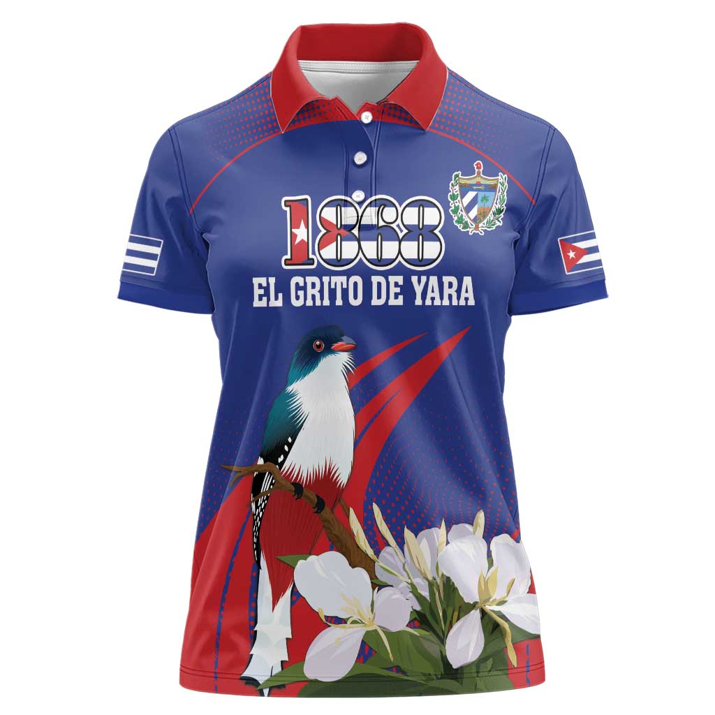 Custom Cuba Independence Day 1868 Women Polo Shirt Tocororo With White Mariposa - Wonder Print Shop