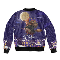 Italy Christmas Bomber Jacket La Befana Flying Over Winter Night - Wonder Print Shop