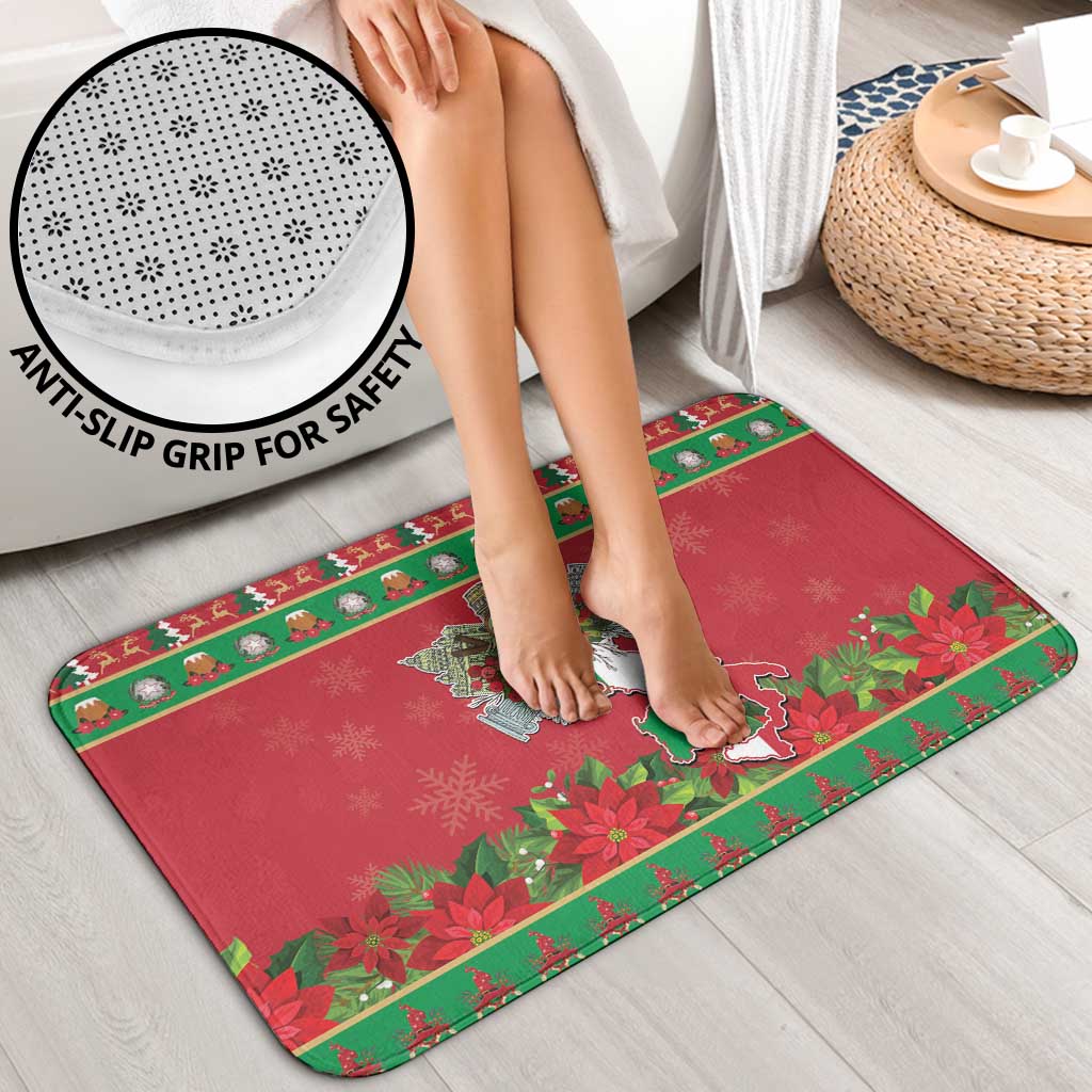 Italy Christmas Bathroom Set Italian Map Poinsettia - Wonder Print Shop