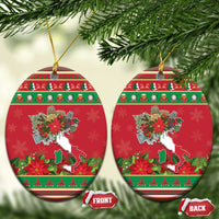 Italy Christmas Ceramic Ornament Italian Map Poinsettia - Wonder Print Shop