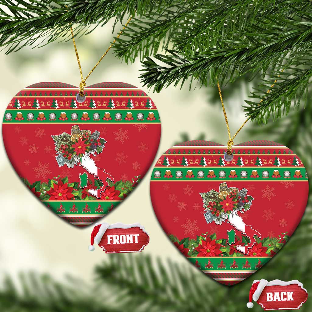 Italy Christmas Ceramic Ornament Italian Map Poinsettia - Wonder Print Shop