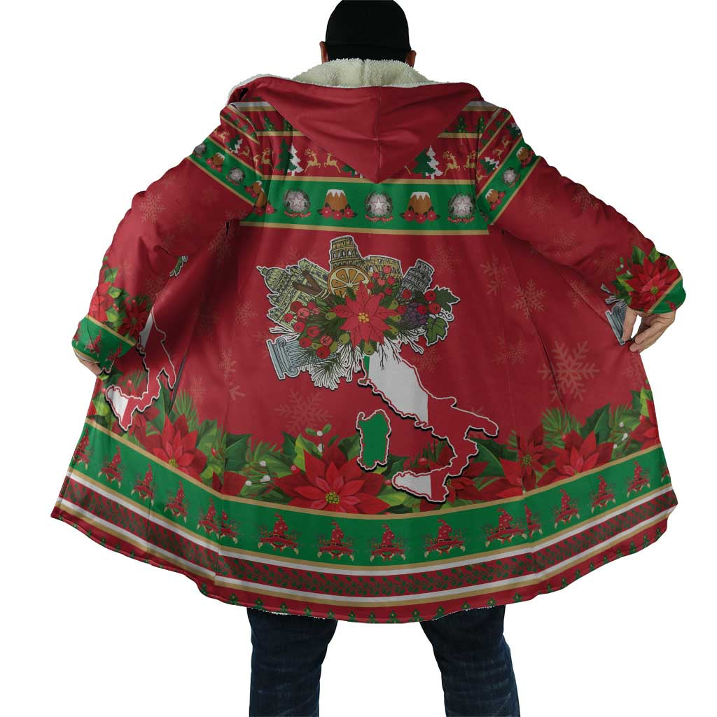 Italy Christmas Cloak Italian Map Poinsettia - Wonder Print Shop