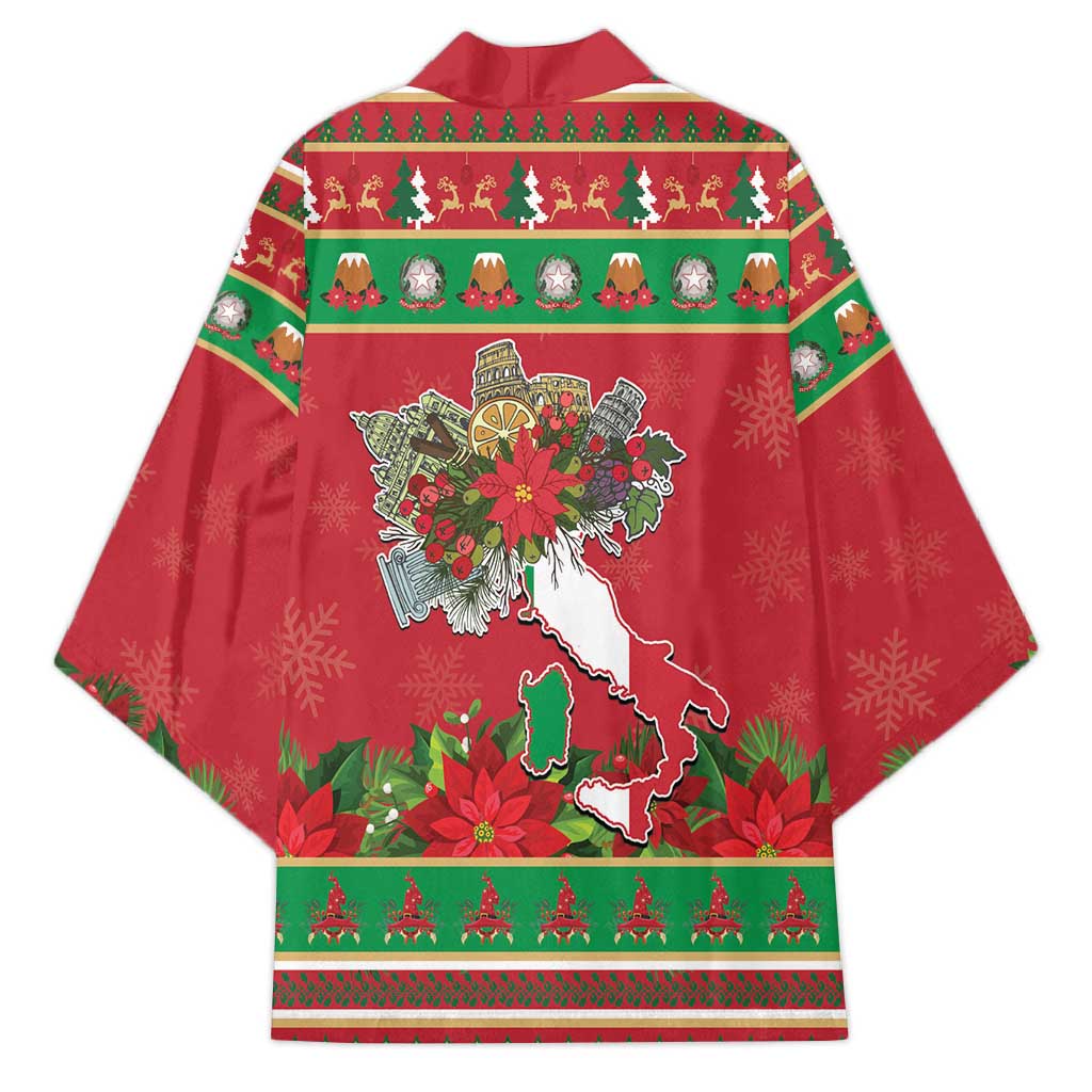 Italy Christmas Kimono Italian Map Poinsettia - Wonder Print Shop
