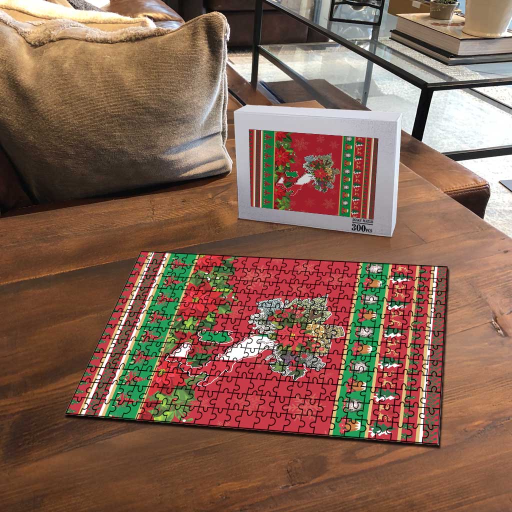 Italy Christmas Puzzle Italian Map Poinsettia - Wonder Print Shop