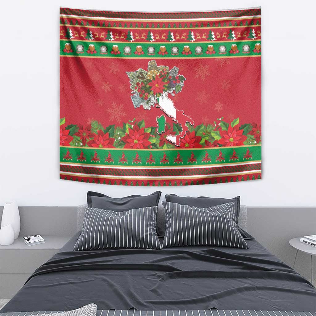 Italy Christmas Tapestry Italian Map Poinsettia - Wonder Print Shop