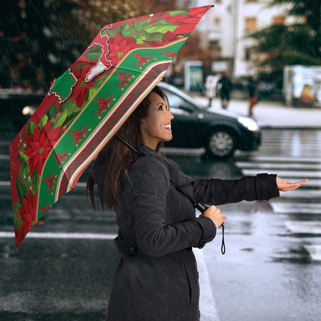 Italy Christmas Umbrella Italian Map Poinsettia - Wonder Print Shop