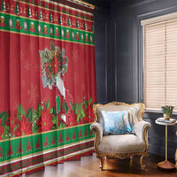 Italy Christmas Window Curtain Italian Map Poinsettia - Wonder Print Shop