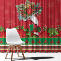 Italy Christmas Window Curtain Italian Map Poinsettia - Wonder Print Shop