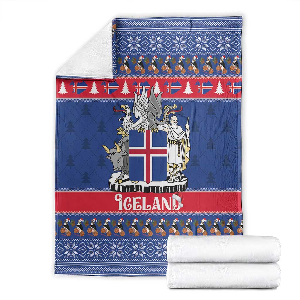 Iceland Christmas Blanket Coat Of Arms Christmas Pattern - Wonder Print Shop