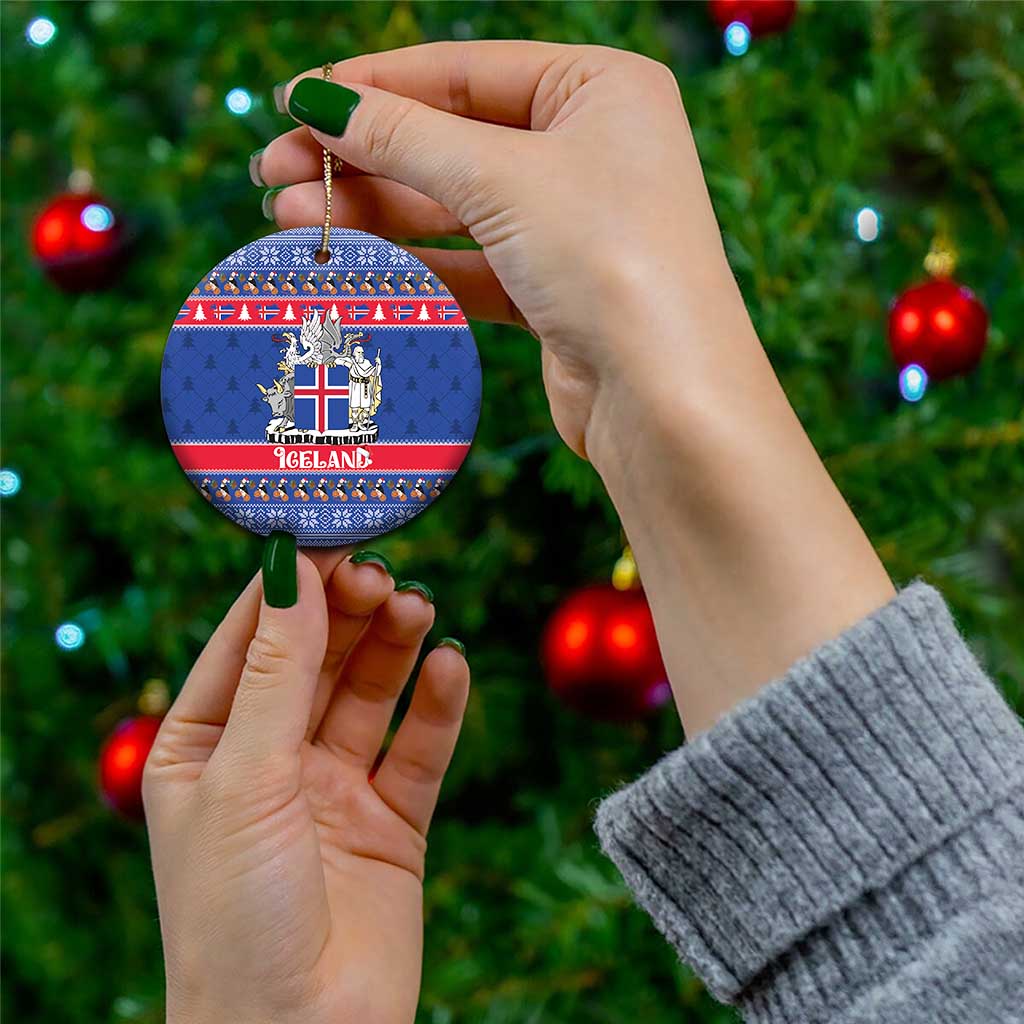Iceland Christmas Ceramic Ornament Coat Of Arms Christmas Pattern - Wonder Print Shop