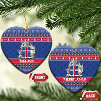 Iceland Christmas Ceramic Ornament Coat Of Arms Christmas Pattern - Wonder Print Shop