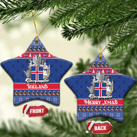 Iceland Christmas Ceramic Ornament Coat Of Arms Christmas Pattern - Wonder Print Shop