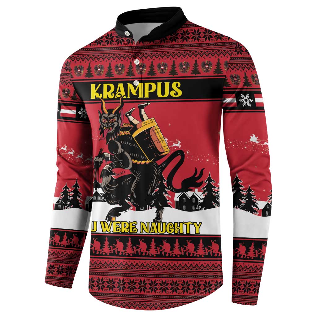 Austria Christmas Button Sweatshirt Krampus You Were Naughty - Wonder Print Shop