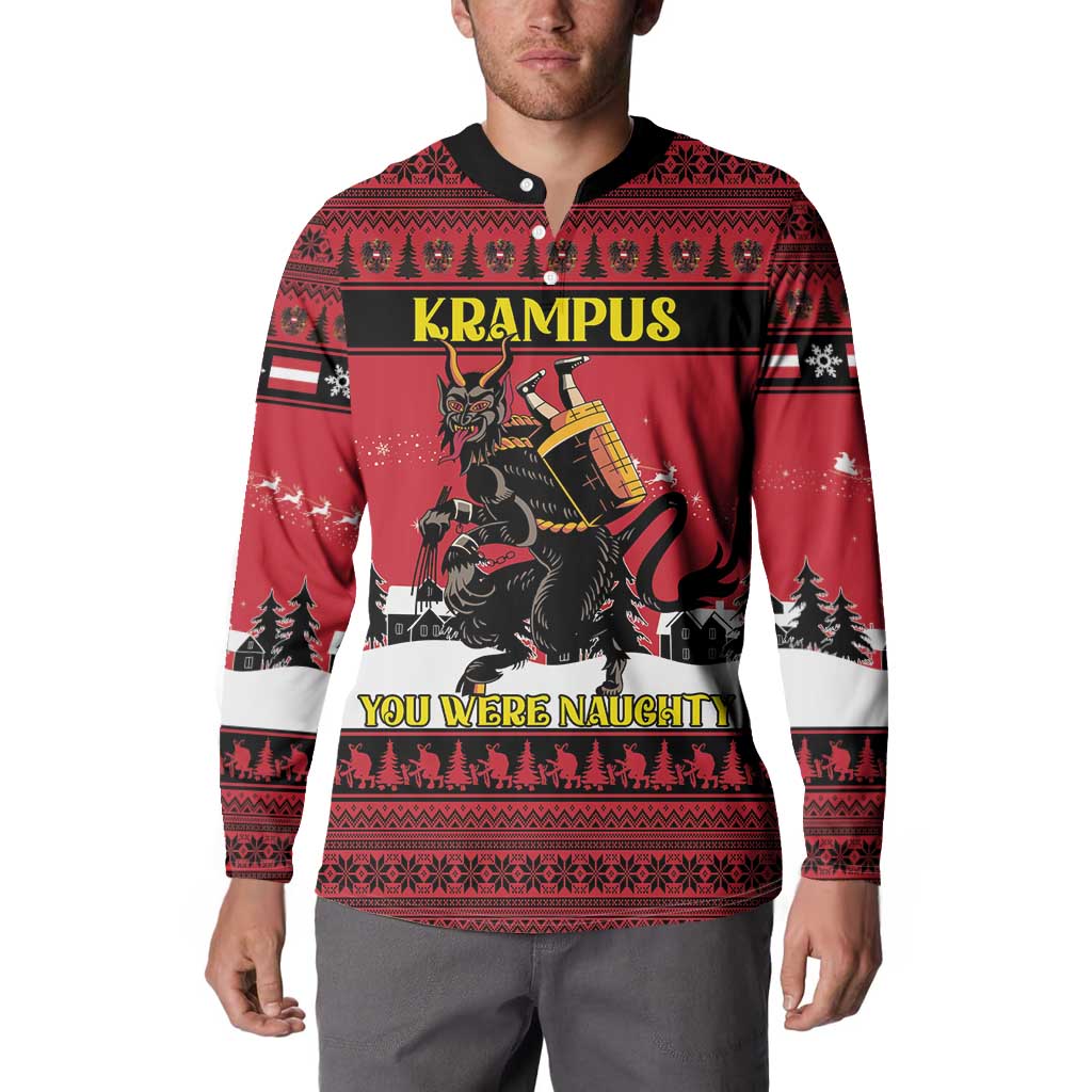 Austria Christmas Button Sweatshirt Krampus You Were Naughty - Wonder Print Shop