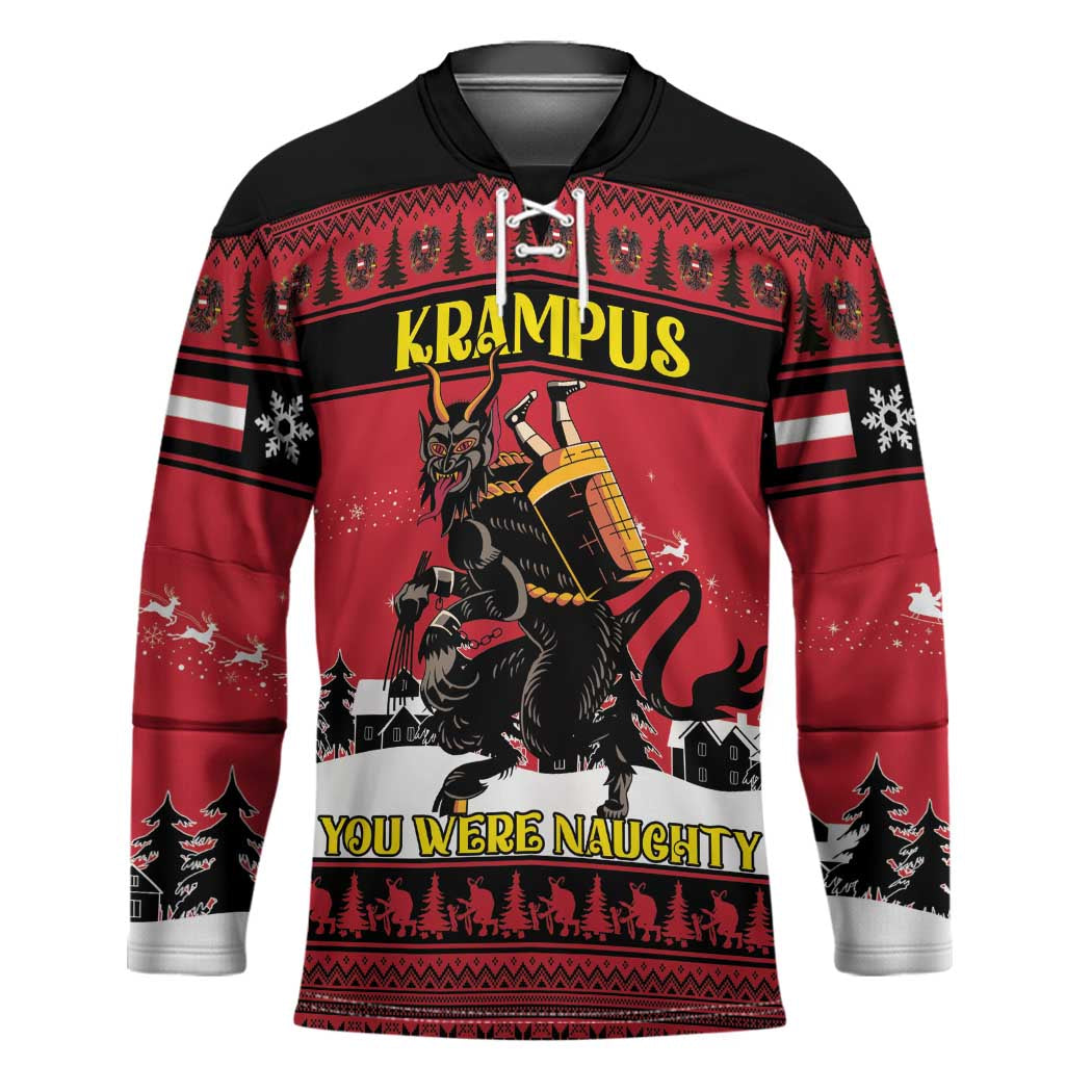 Austria Christmas Hockey Jersey Krampus You Were Naughty - Wonder Print Shop