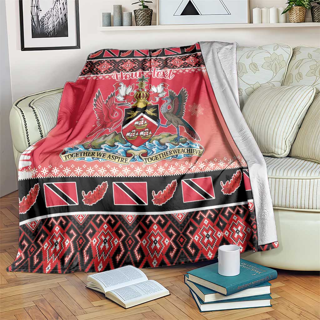 Personalized Trinidad and Tobago Christmas Blanket Coat Of Arms Seamless Pattern