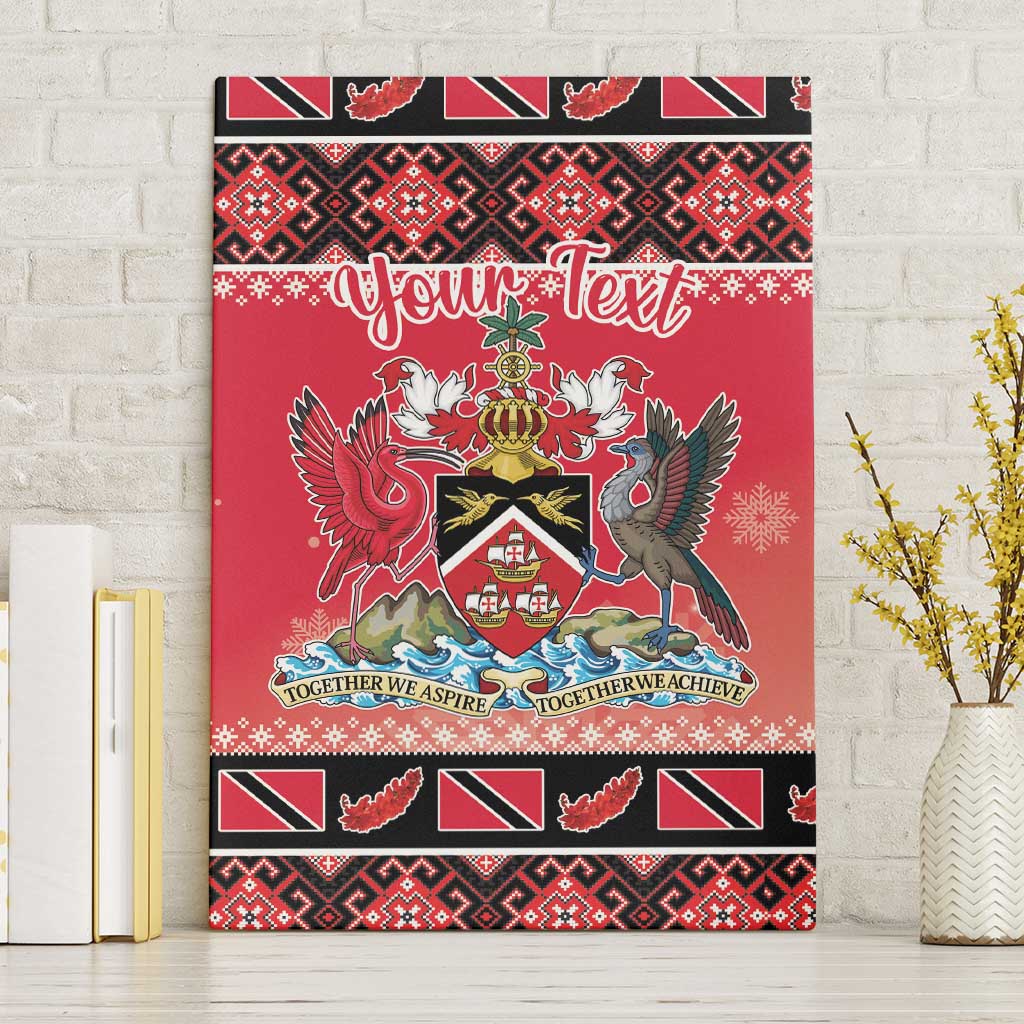 Personalized Trinidad and Tobago Christmas Canvas Wall Art Coat Of Arms Seamless Pattern - Wonder Print Shop