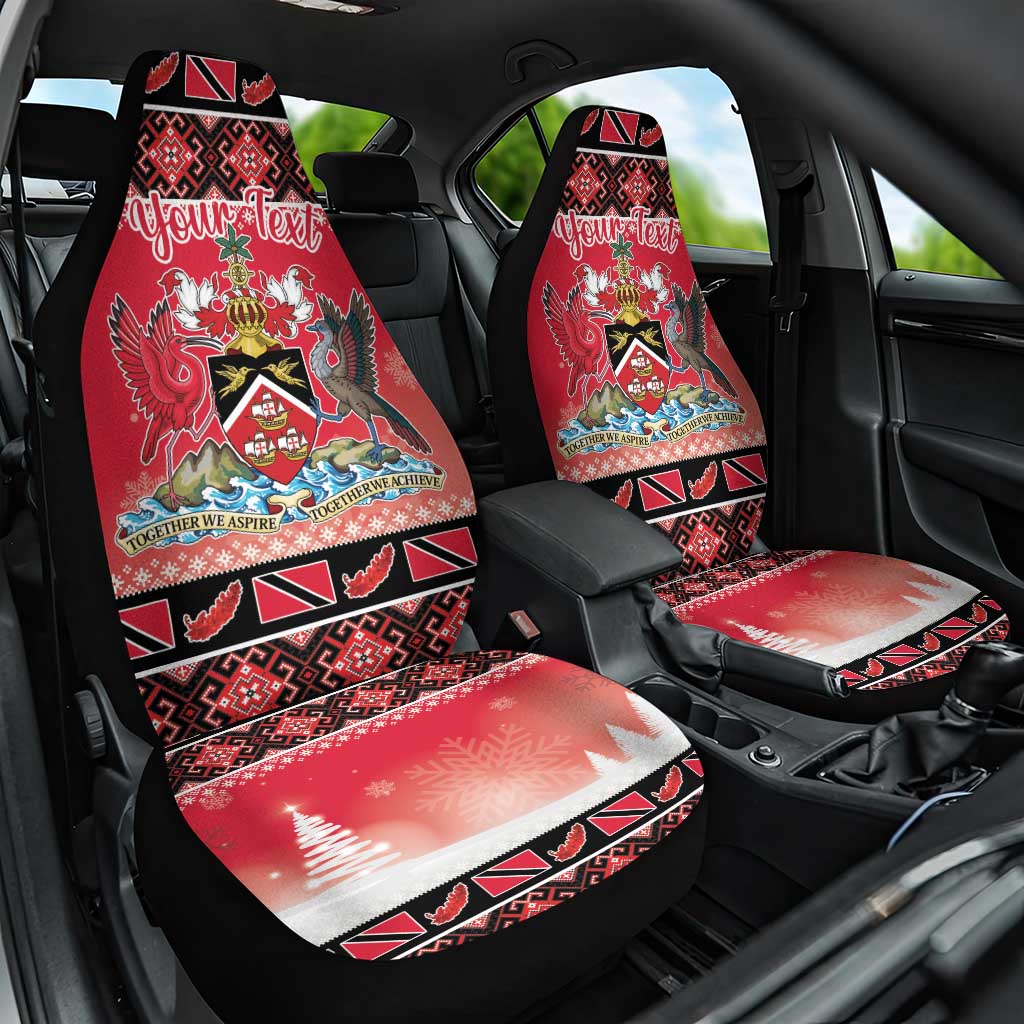 Personalized Trinidad and Tobago Christmas Car Seat Cover Coat Of Arms Seamless Pattern - Wonder Print Shop