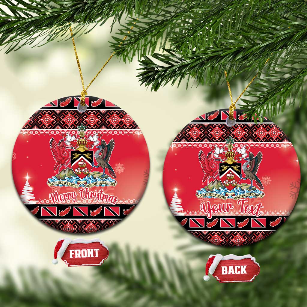 Personalized Trinidad and Tobago Christmas Ceramic Ornament Coat Of Arms Seamless Pattern - Wonder Print Shop