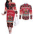 Personalized Trinidad and Tobago Christmas Couples Matching Off The Shoulder Long Sleeve Dress and Long Sleeve Button Shirt Coat Of Arms Seamless Pattern