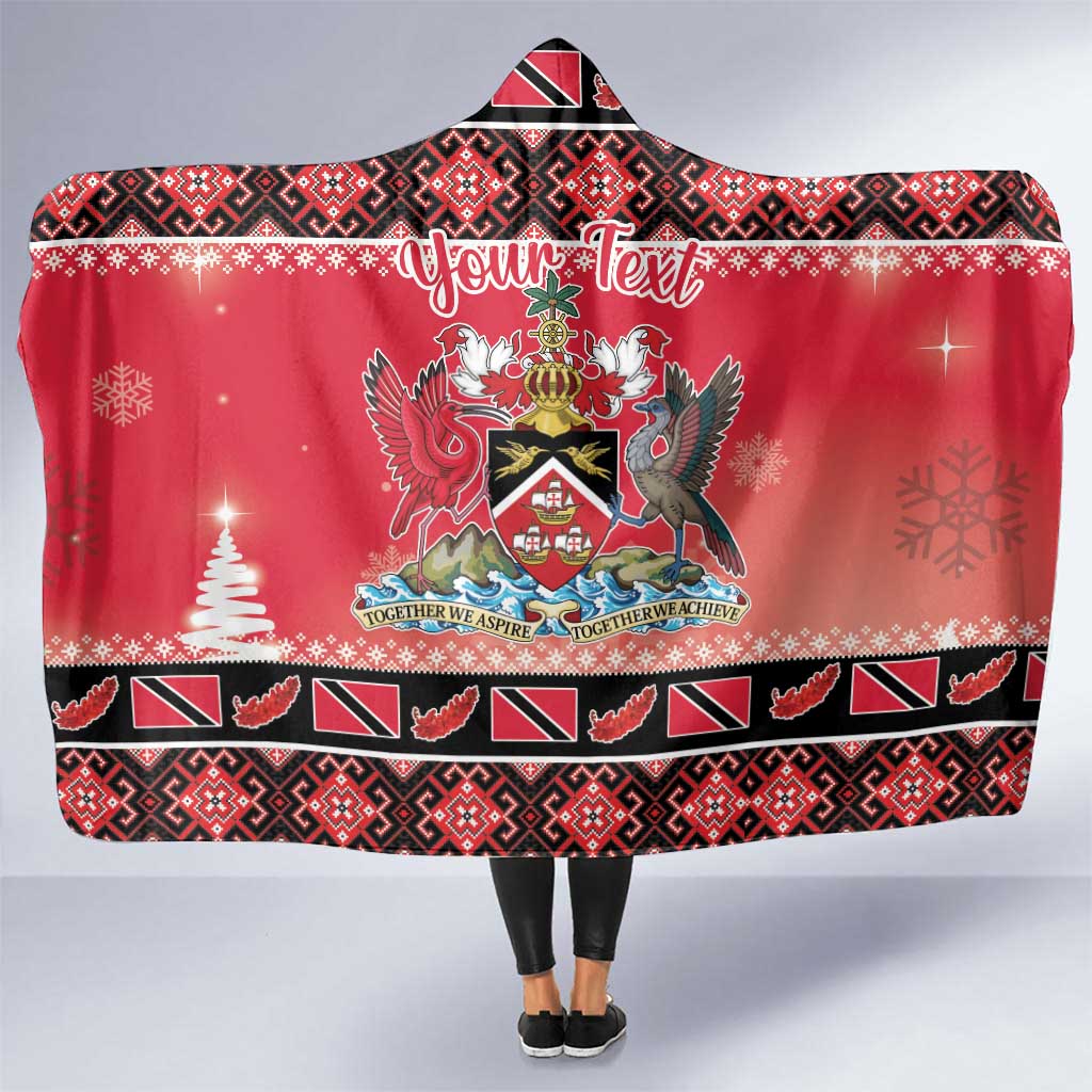 Personalized Trinidad and Tobago Christmas Hooded Blanket Coat Of Arms Seamless Pattern