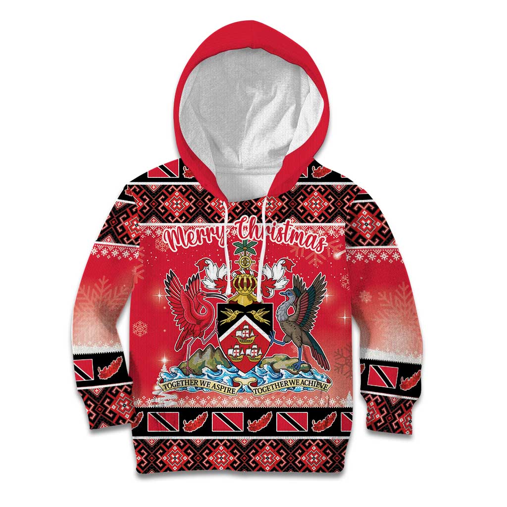 Personalized Trinidad and Tobago Christmas Kid Hoodie Coat Of Arms Seamless Pattern - Wonder Print Shop