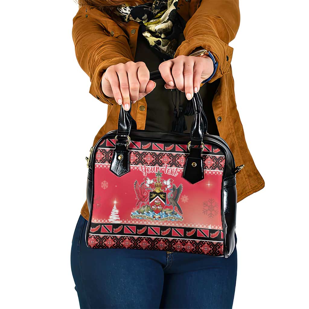 Personalized Trinidad and Tobago Christmas Shoulder Handbag Coat Of Arms Seamless Pattern