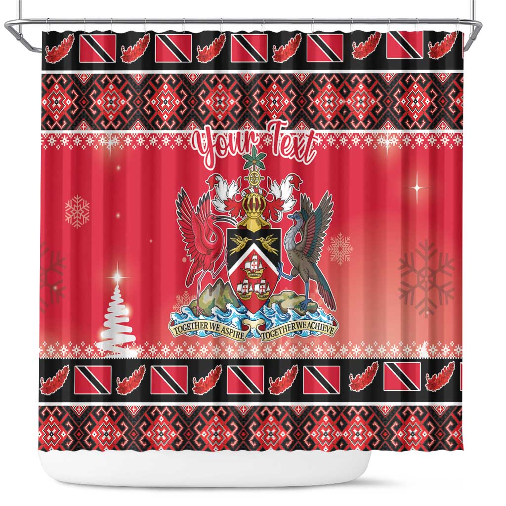 Personalized Trinidad and Tobago Christmas Shower Curtain Coat Of Arms Seamless Pattern