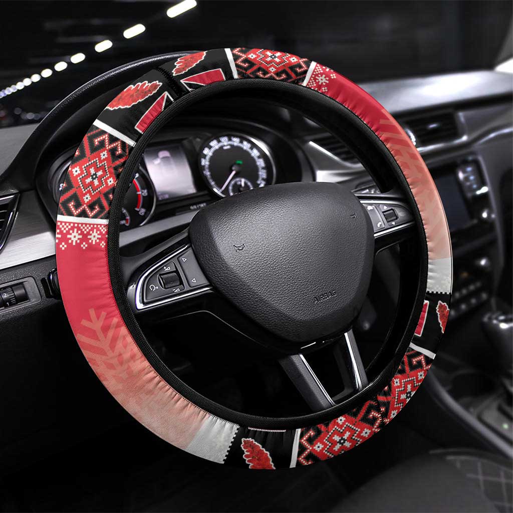 Trinidad and Tobago Christmas Steering Wheel Cover Coat Of Arms Seamless Pattern - Wonder Print Shop