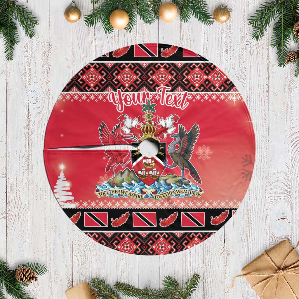 Personalized Trinidad and Tobago Christmas Tree Skirt Coat Of Arms Seamless Pattern - Wonder Print Shop