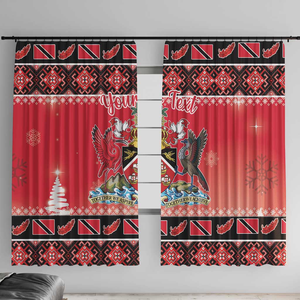 Personalized Trinidad and Tobago Christmas Window Curtain Coat Of Arms Seamless Pattern - Wonder Print Shop