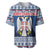 Personalized Serbia Christmas Baseball Jersey Coat Of Arms - Blue Version - Wonder Print Shop