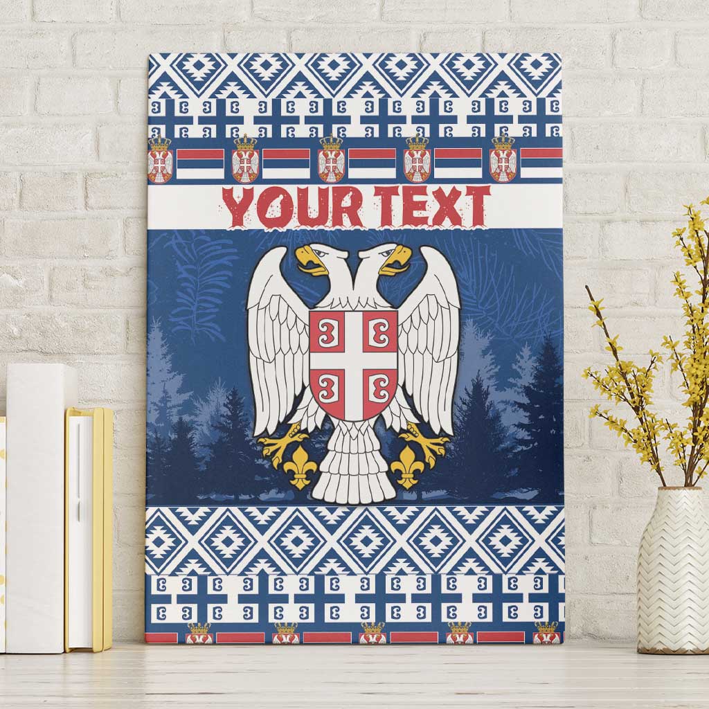 Personalized Serbia Christmas Canvas Wall Art Coat Of Arms - Blue Version - Wonder Print Shop